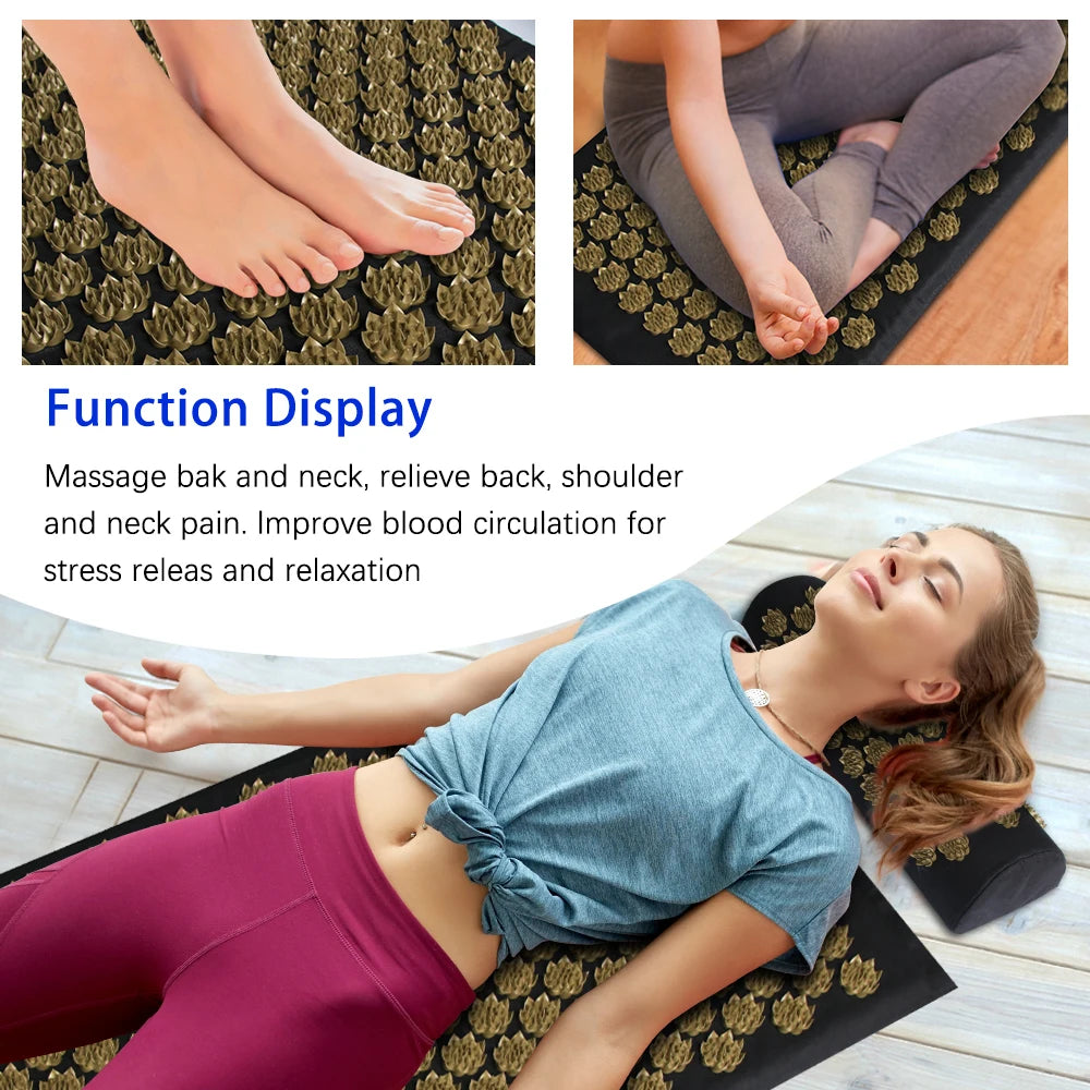 ZenMat™ Acupressure Massage Mat & Pillow Set for Stress and Back Relief