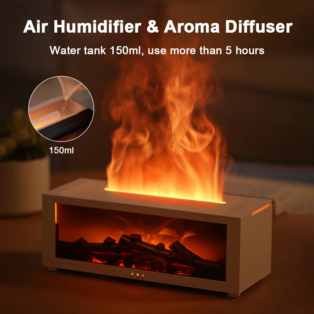 ZenFlame™ Aromatherapy Humidifier – LED Flame Essential Oil Diffuser with Remote Control